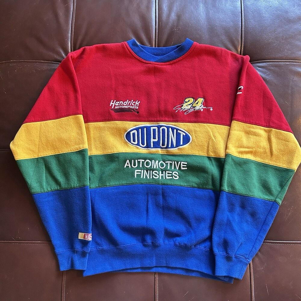 Chase Authentics Jeff Gordon DuPont NASCAR Sweatshirt Vintage Rainbow Mens Small